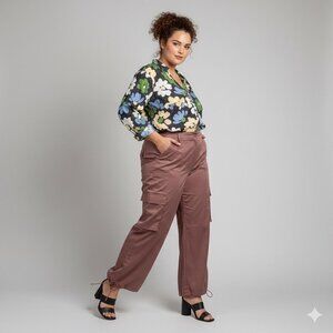 Izuria Retro Inspired Floral Pattern Art Grannycore Blouse Women Plus Sz 3X Navy